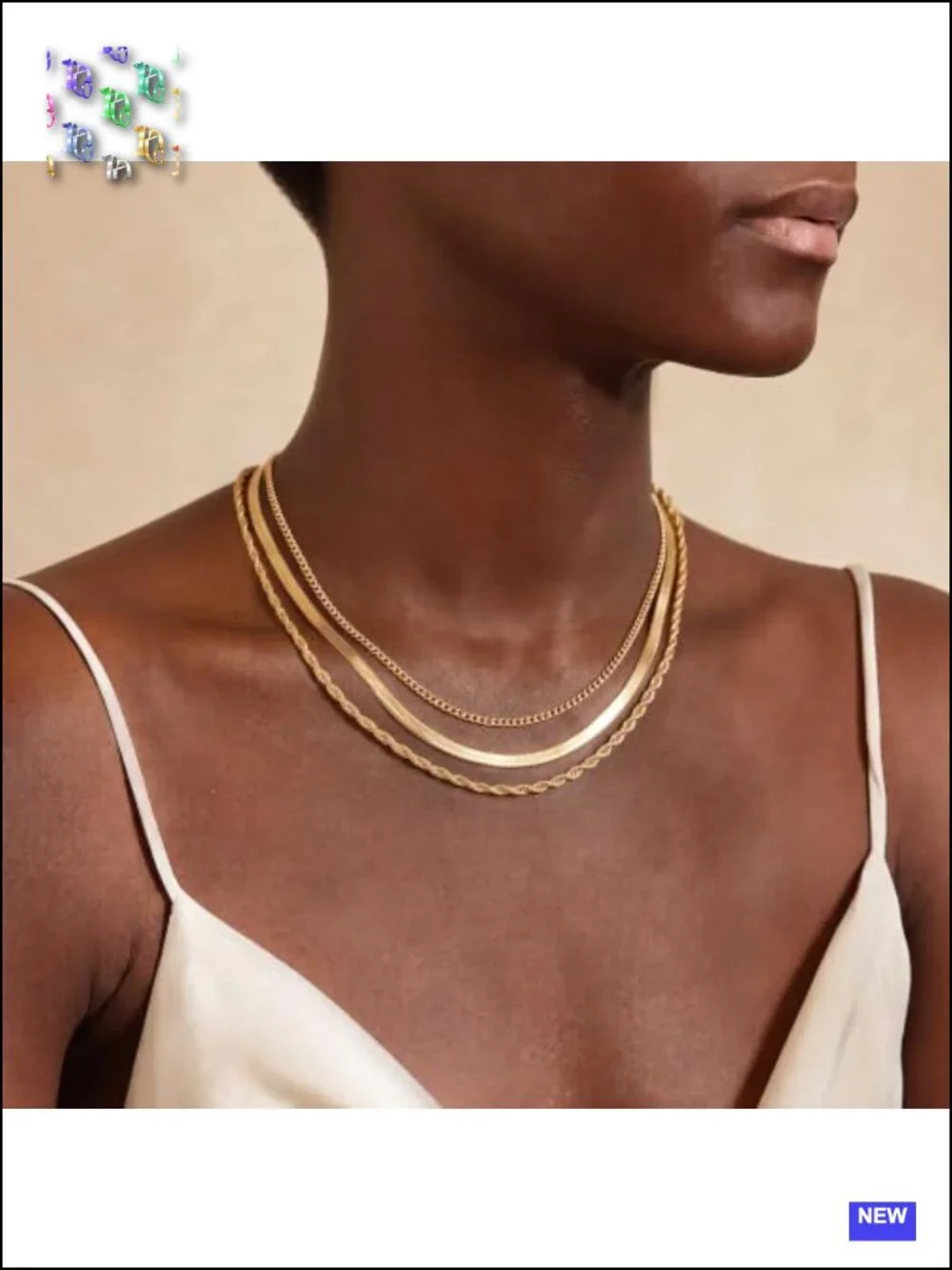 14K Gold Plated Layered Chain Choker Necklace Set for Women